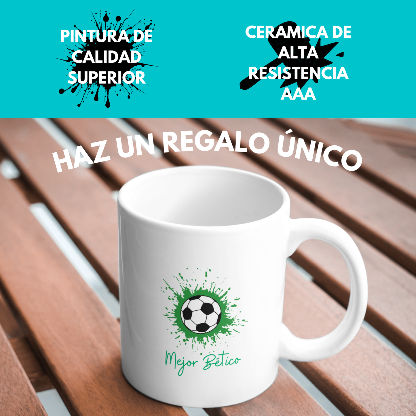 Taza Betis Personalizada Con Tu Nombre y Número Favorito. Regalo para Aficionados al Fútbol – Cerámica de Alta Calidad, Apta para Microondas y Lavavajillas