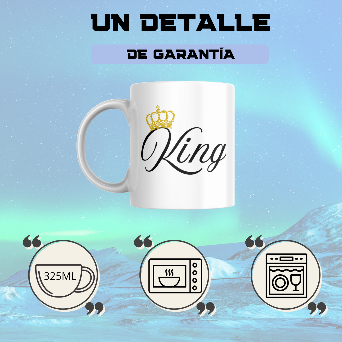 Pack de Dos Tazas Personalizadas KING&QUEEN para Pareja, Familia, Amigos. Regalo Original y Divertido. Regalo para San Valentin, Aniversario, Cumpleaños Apta para Lavavajillas y Microondas