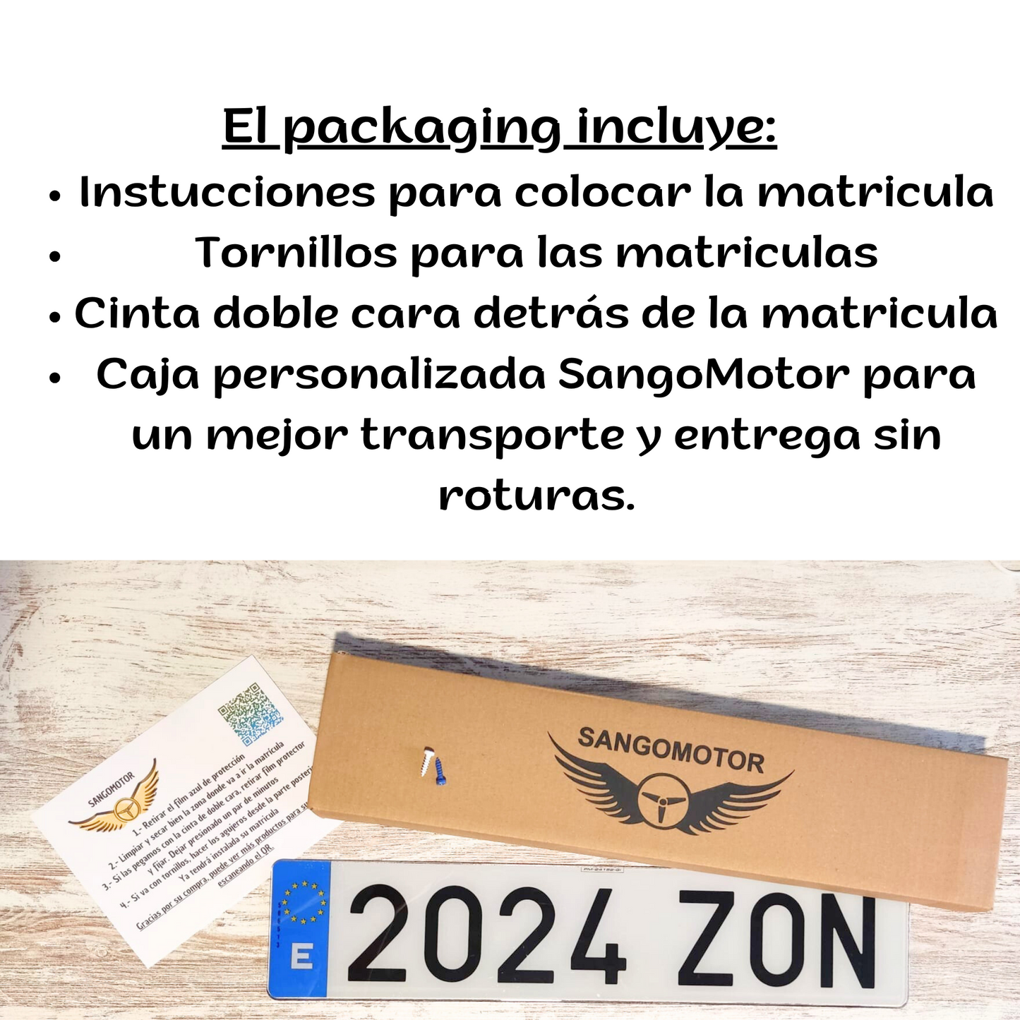 SANGOMOTOR Matrícula Coche Homologada Acrílica Metacrilato con Adhesivos y Tornillos Montaje (2 Unidades Sin Marco))