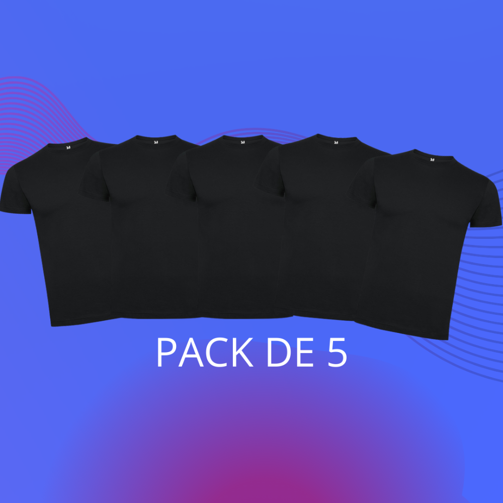 SANGOIMPRESS Pack 5 Camisetas Roly Dogo Premium Negras Sin Personalizar