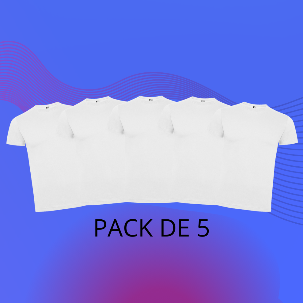SANGOIMPRESS Pack 5 Camisetas Roly Dogo Premium Blancas Sin Personalizar