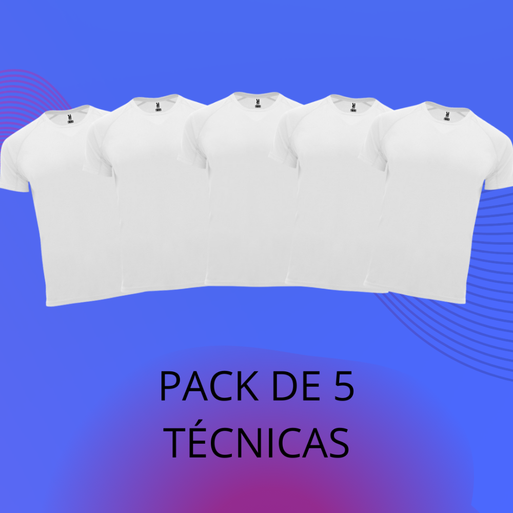 SANGOIMPRESS Pack 5 Camisetas Técnicas Blancas Sin personalizar