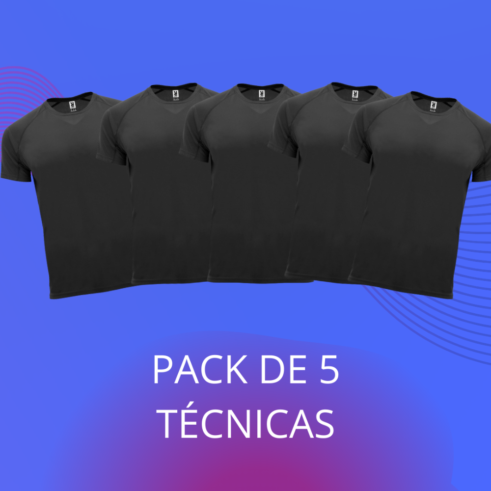 SANGOIMPRESS Pack 5 Camisetas Técnicas Negras Sin personalizar