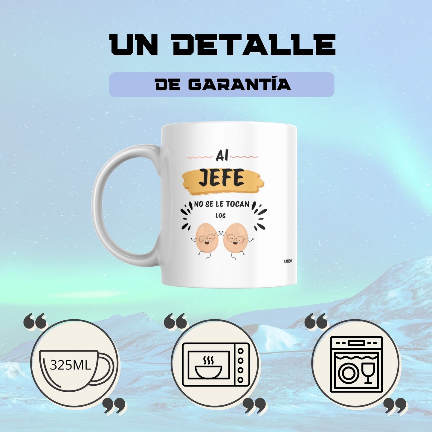 Taza divertida “Al jefe no se le toca… los huevos” – Regalo gracioso para oficina o compañeros de trabajo – Cerámica premium 325ml