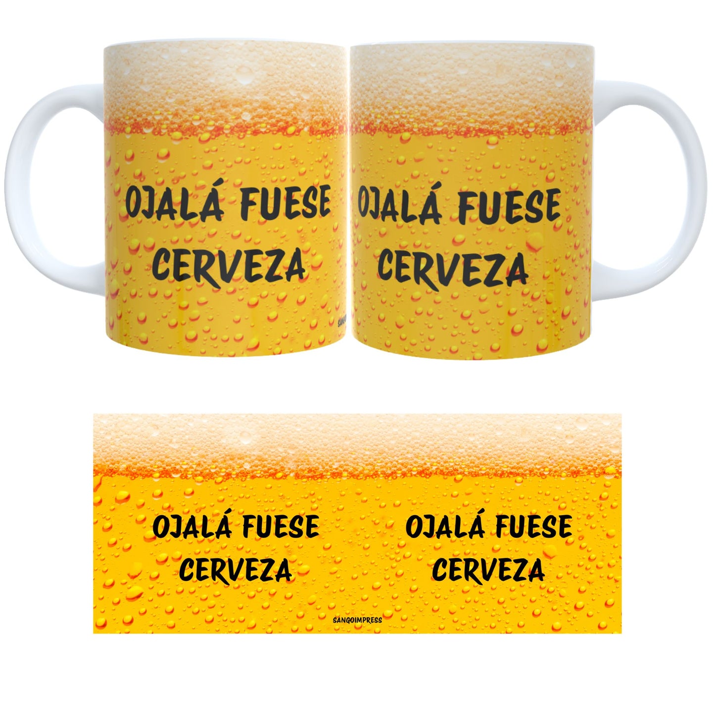 Taza Personalizada "Ojalá Fuese Cerveza" 330ml | Diseño Divertido Tipo Cerveza | Taza Original de Cerámica para Café, Té o Cerveza | Regalo Gracioso para Amantes de la Cerveza