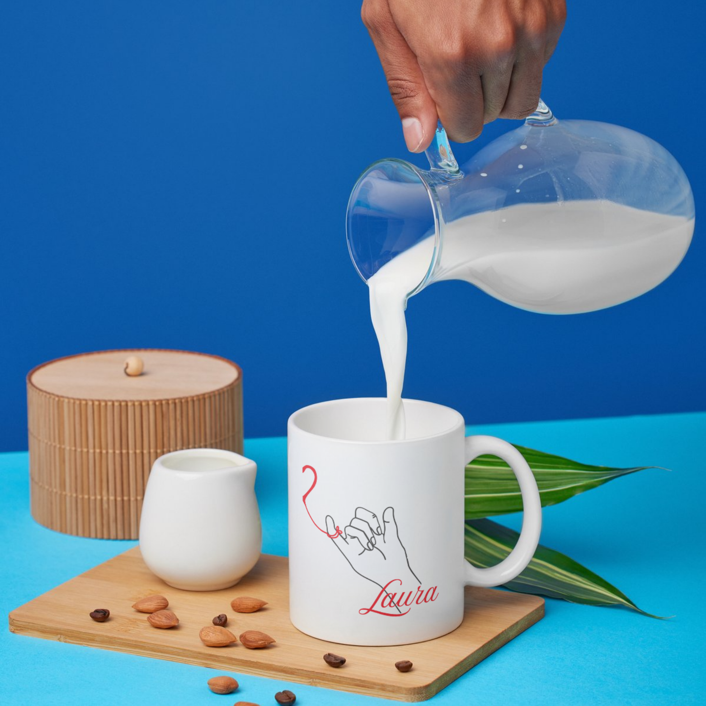 Pack de Dos Tazas Personalizadas Hilo Rojo Corazón para Pareja, Familia, Amigos. Regalo Original y Divertido. Regalo para San Valentin, Aniversario, Cumpleaños Apta para Lavavajillas y Microondas