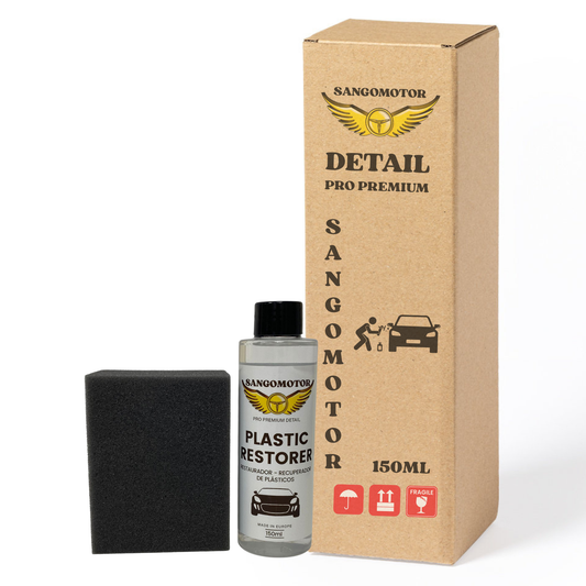 Renovador de Plásticos | Restaura y Protege Plásticos y Gomas | Incluye Esponja Aplicadora | Fórmula Profesional y Biodegradable. Detail SANGOMOTOR.