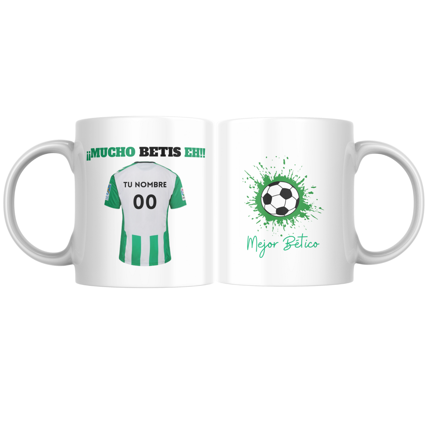Taza Betis Personalizada Con Tu Nombre y Número Favorito. Regalo para Aficionados al Fútbol – Cerámica de Alta Calidad, Apta para Microondas y Lavavajillas