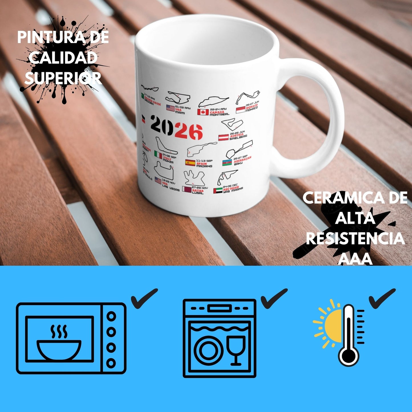 Taza F1 2026 Circuitos mas calendario
