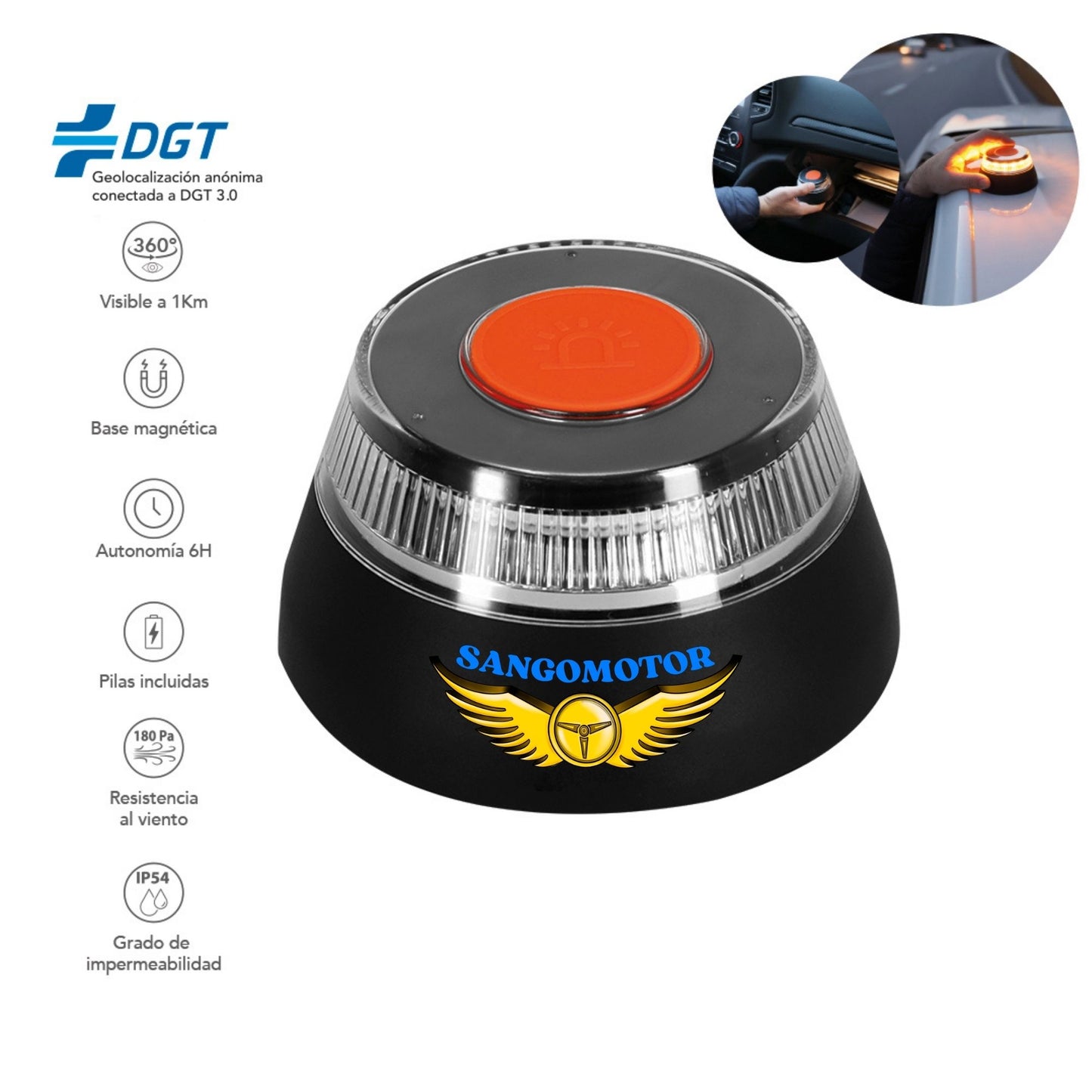 Baliza V16 Geolocalizada Luz de Emergencia