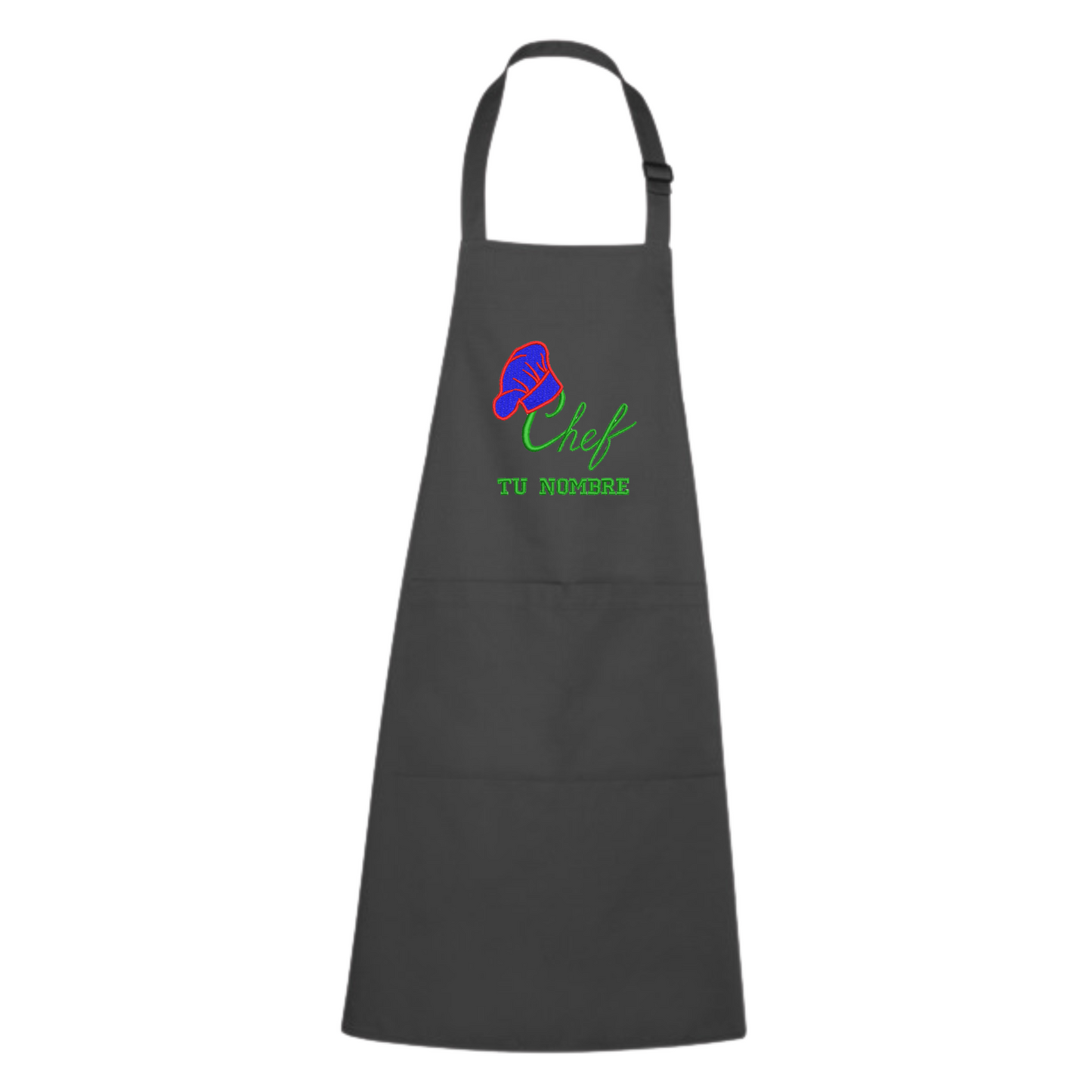 SANGOIMPRESS Delantal Chef Cocinero Hombre Mujer Personalizado Bordado Con Tu Nombre. Regalo original. Bordado