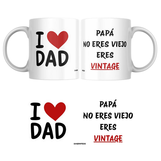 Taza divertida “Papá, no eres viejo, eres vintage” – Regalo original para el Día del Padre o cumpleaños – Cerámica premium 325ml