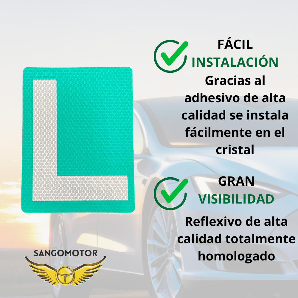 SANGOMOTOR Placa L Novel Para Cristales Tintados Exterior Homologada Por La DGT