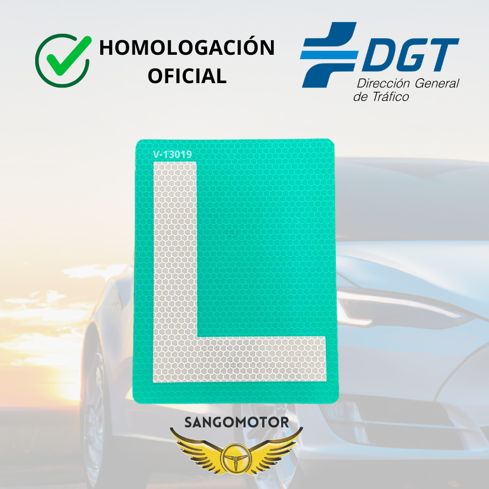 SANGOMOTOR Placa L Novel Para Cristales Tintados Exterior Homologada Por La DGT