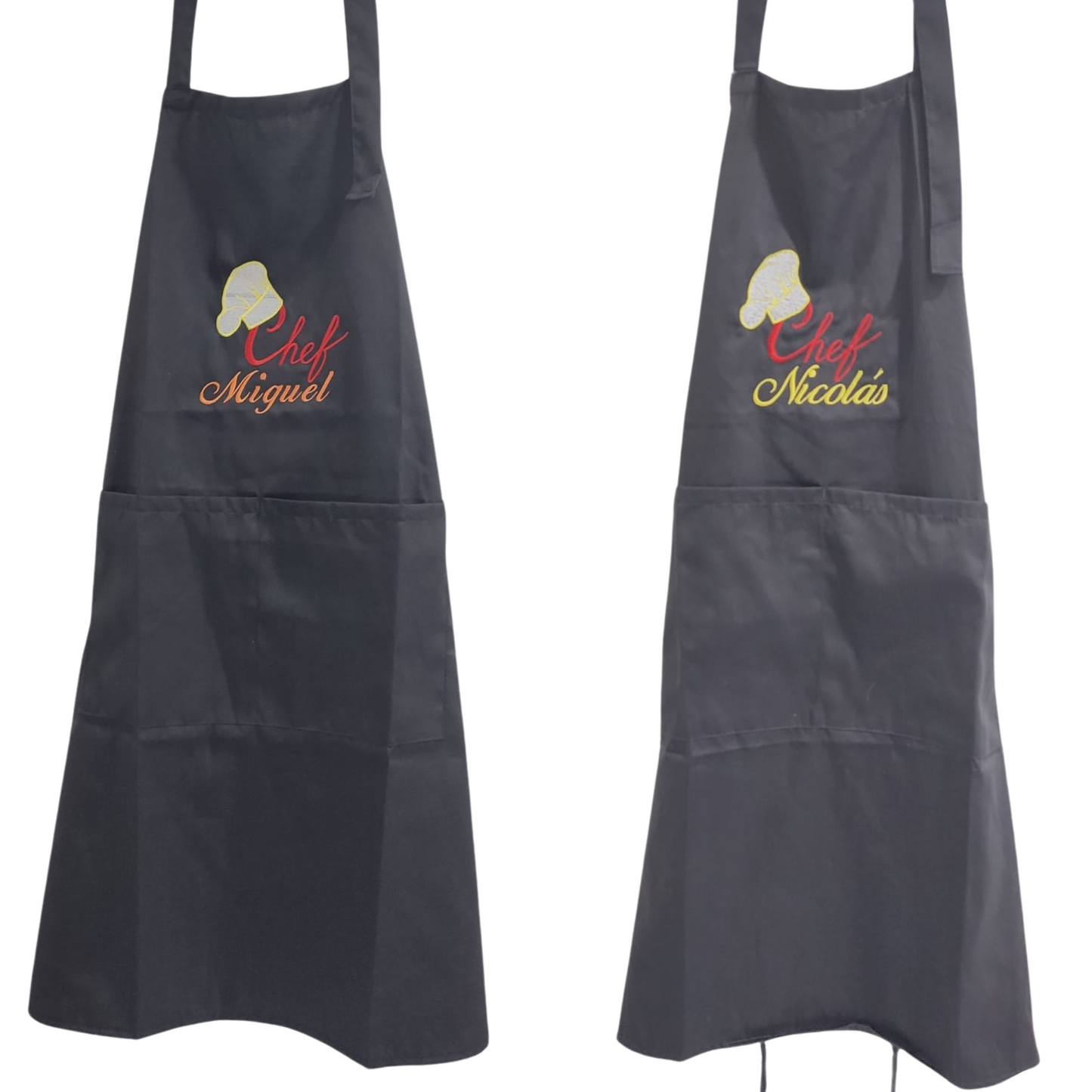 SANGOIMPRESS Delantal Chef Cocinero Hombre Mujer Personalizado Bordado Con Tu Nombre. Regalo original. Bordado