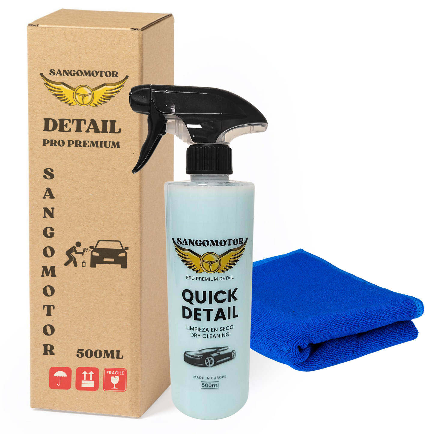 Limpieza en Seco Detailing 500ml | Lavado Sin Agua Color Azul Claro | Aroma a Regaliz | Limpieza Rápida y Brillo Instantáneo para Carrocería y Plásticos