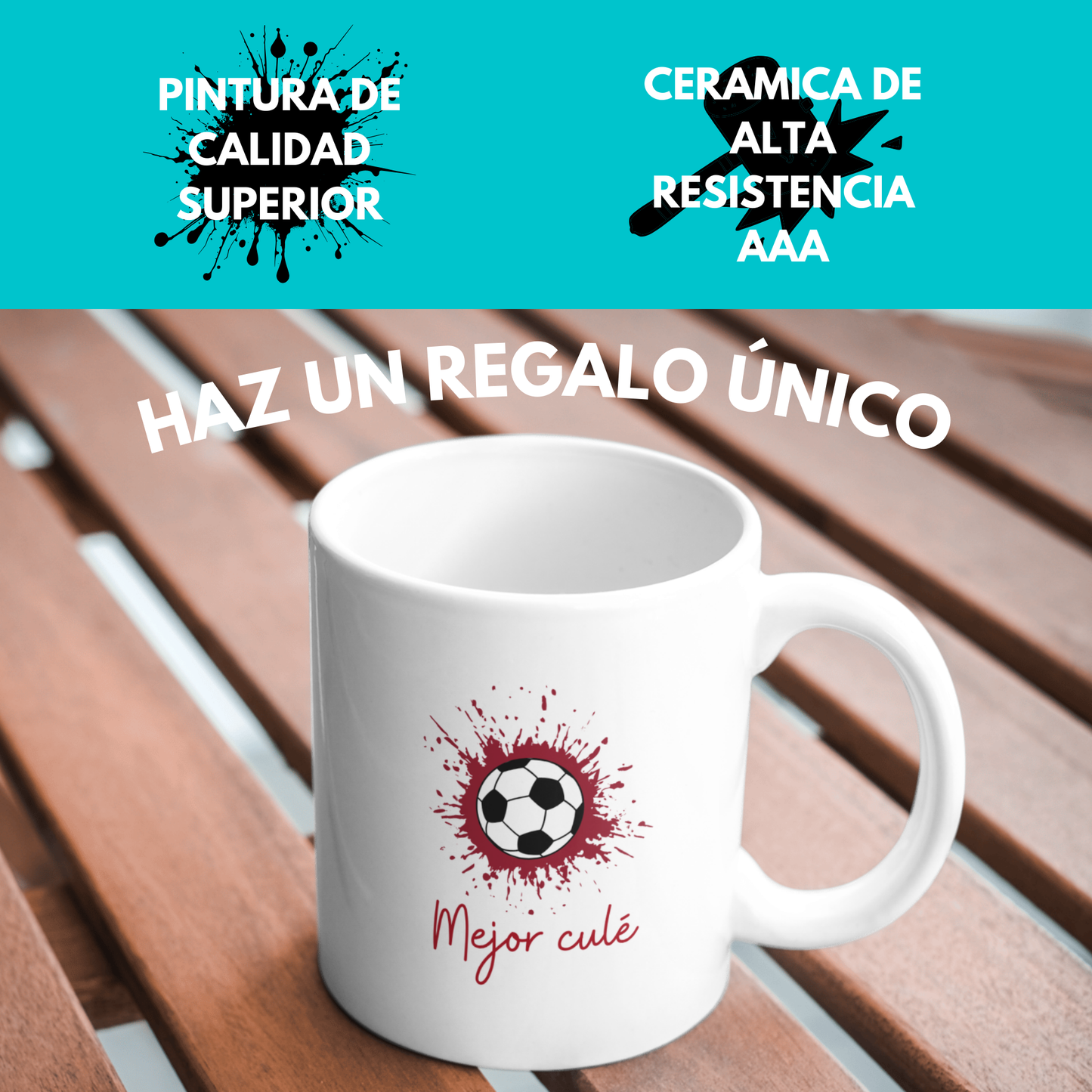 Taza Barcelona Personalizada Con Tu Nombre y Número Favorito. Regalo para Aficionados al Fútbol – Cerámica de Alta Calidad, Apta para Microondas y Lavavajillas