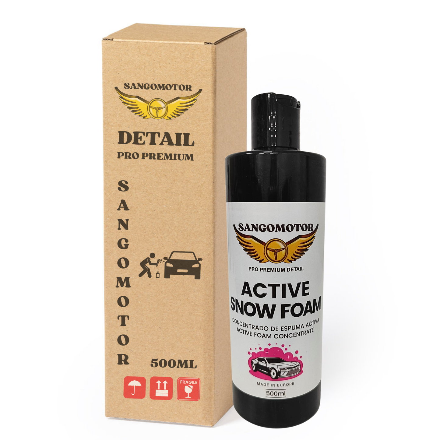 Espuma Activa Detailing Foam 500ml | Limpieza Profunda con Aroma a Piruleta | Color Rosa | Espuma Densa para Prelavado y Lavado Manual | Fórmula Profesional