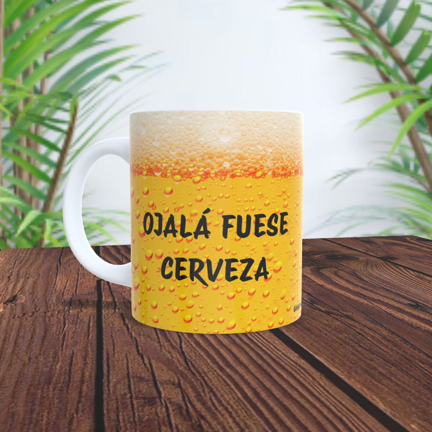 Taza Personalizada "Ojalá Fuese Cerveza" 330ml | Diseño Divertido Tipo Cerveza | Taza Original de Cerámica para Café, Té o Cerveza | Regalo Gracioso para Amantes de la Cerveza