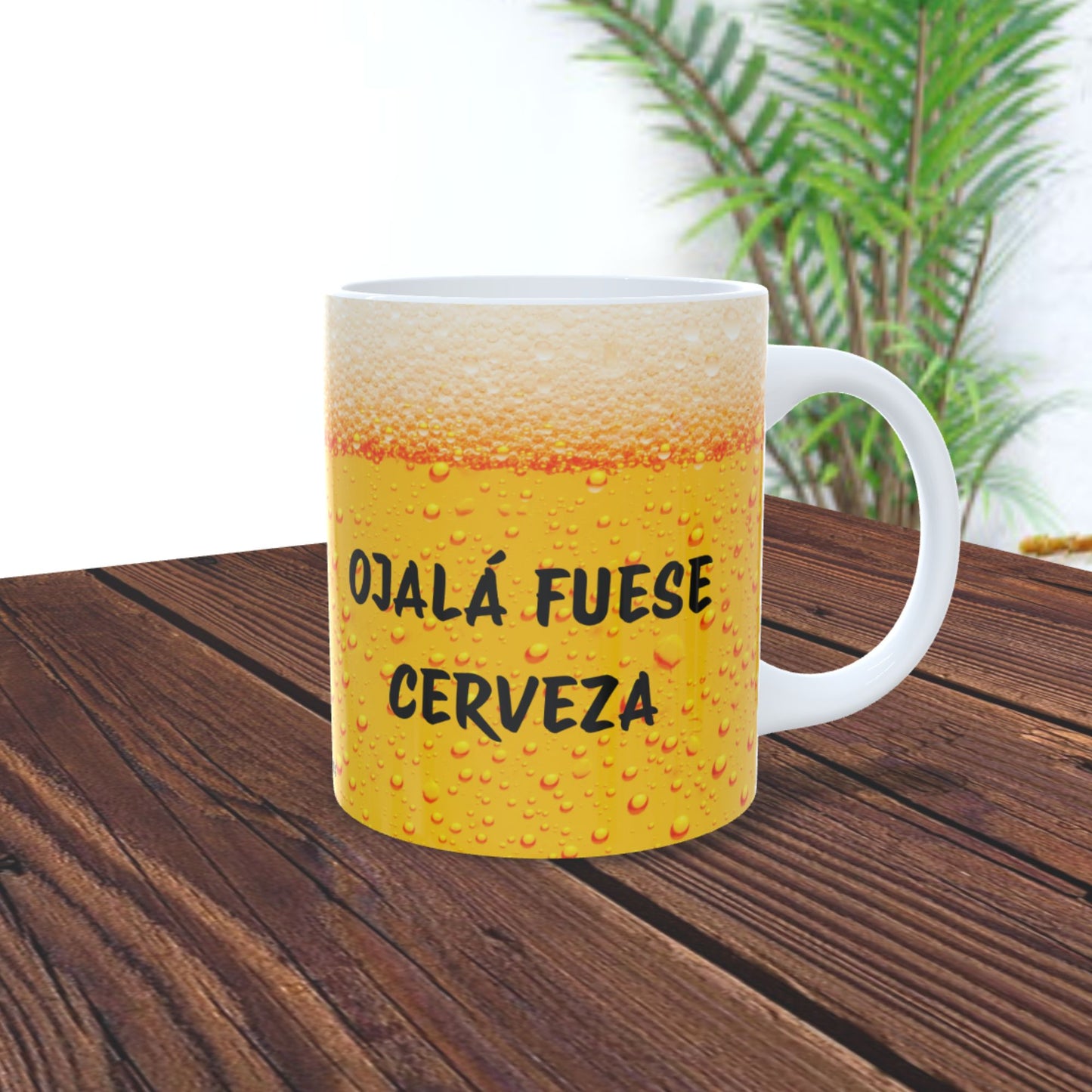 Taza Personalizada "Ojalá Fuese Cerveza" 330ml | Diseño Divertido Tipo Cerveza | Taza Original de Cerámica para Café, Té o Cerveza | Regalo Gracioso para Amantes de la Cerveza