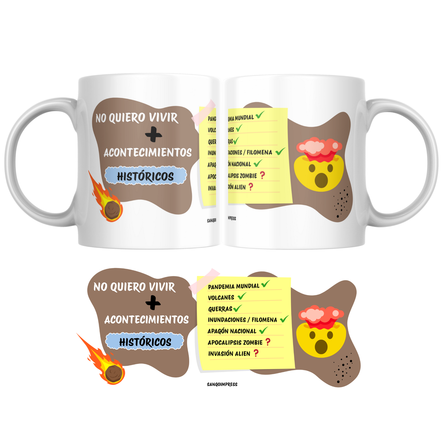 Taza Original Divertida "No Quiero Vivir Más Acontecimientos Históricos" – Regalo Sarcástico, Taza de Café de Cerámica 330 ml – Apta para Microondas y Lavavajillas