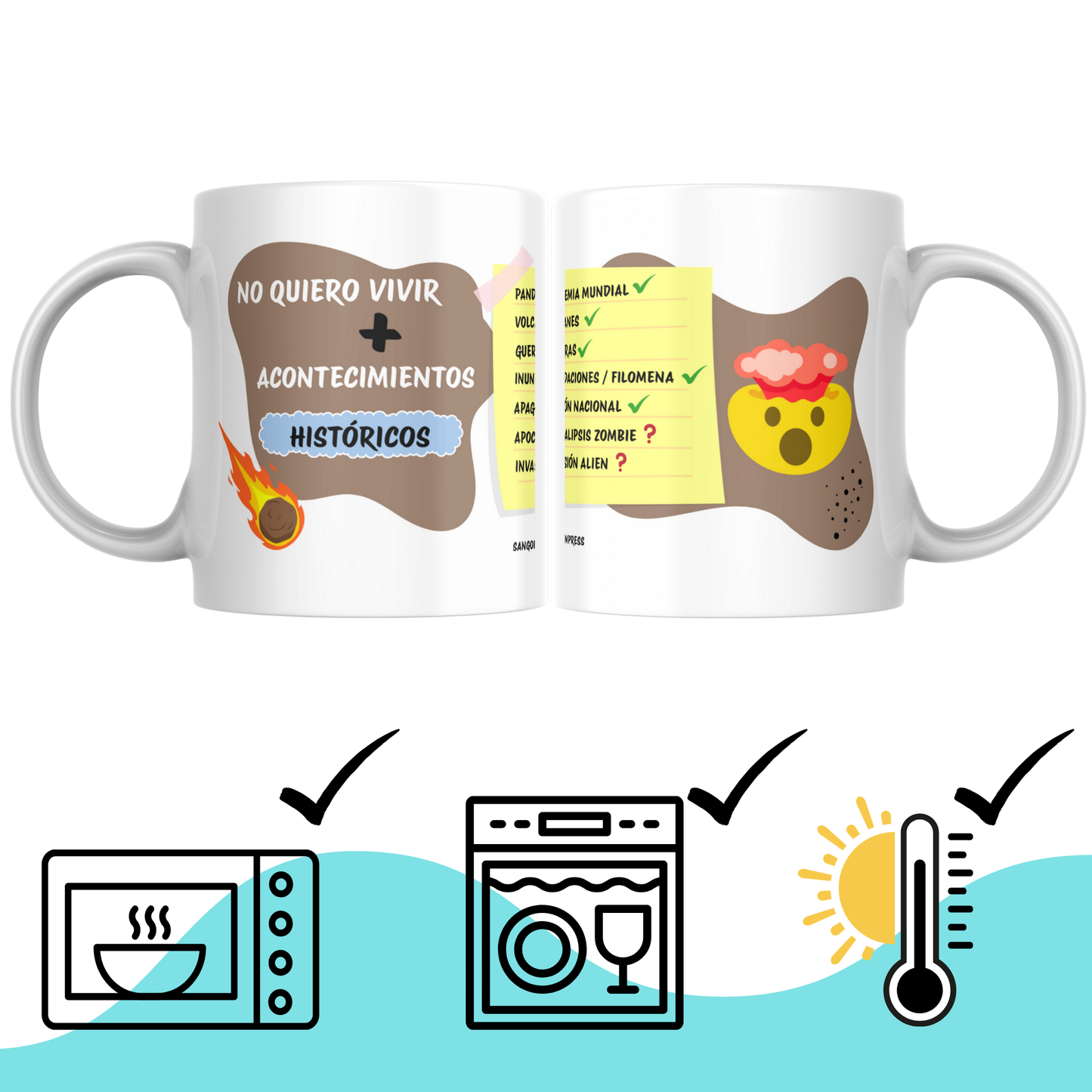 Taza Original Divertida "No Quiero Vivir Más Acontecimientos Históricos" – Regalo Sarcástico, Taza de Café de Cerámica 330 ml – Apta para Microondas y Lavavajillas